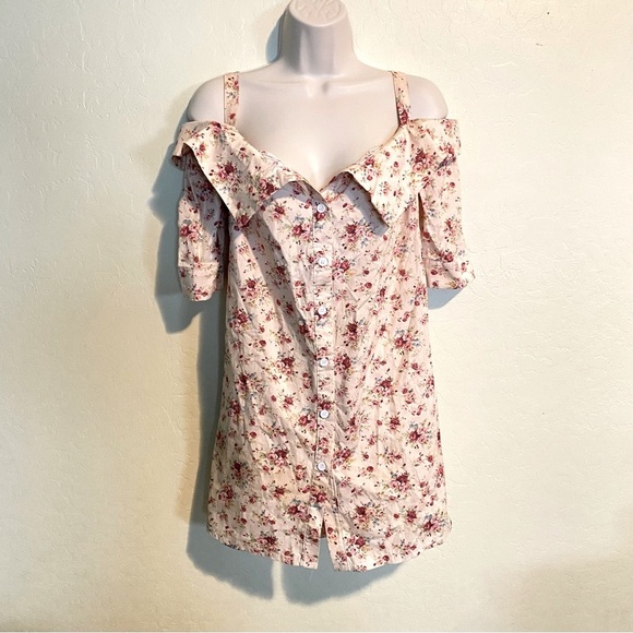 Floral Print Off the Shoulders Boho Mini Dress Nwot Size M - Picture 8 of 10